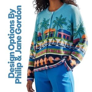 VTG Design Options By Philip & Jane Gordon Beach Coastal Cardigan Knit Sweater L